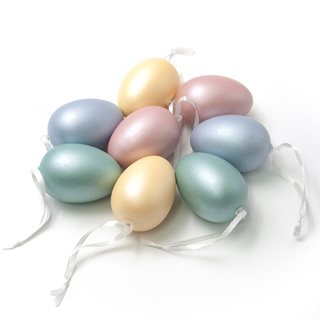 Σετ 8 Πασχαλινά διακοσμητικά Αυγά 6 εκ. 4 χρώματα ματ περλέ  Κρεμαστά διακοσμητικά Πασχαλινά