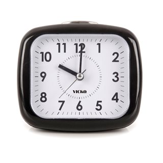 Επιτραπέζιο Ρολόι - Ξυπνητήρι μαύρο με λευκό καντράν 11x9 εκ.  Ρολόγια επιτραπέζια