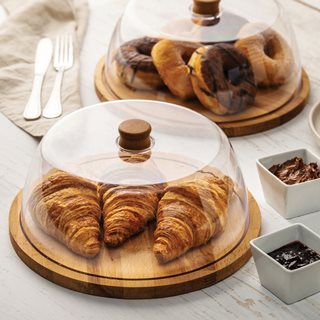 Cake holder with wooden base and lid 29x15 cm  Serveware