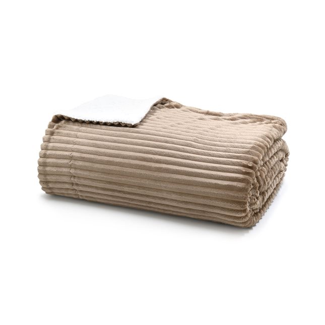 Κουβέρτα υπέρδιπλη fleece με sherpa 220x240 εκ. καφέ