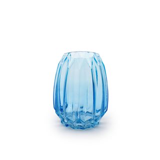 Glass embossed clear blue Vase 14x20 cm  Vases