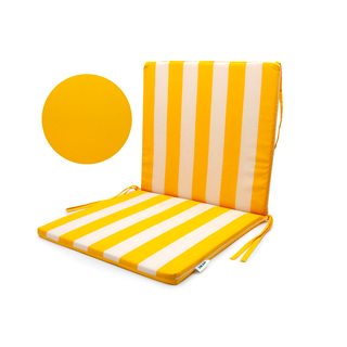 Μαξιλάρι καρέκλας με πλάτη διπλής όψεως κίτρινο Ριγέ 76x40x2.5 εκ.  Μαξιλάρια καρέκλας
