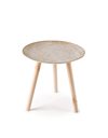 Wooden embossed Side table 40x39 cm round antique white