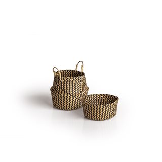 Seagrass Basket 22x20 cm natural-black  Storage baskets-Magazine racks