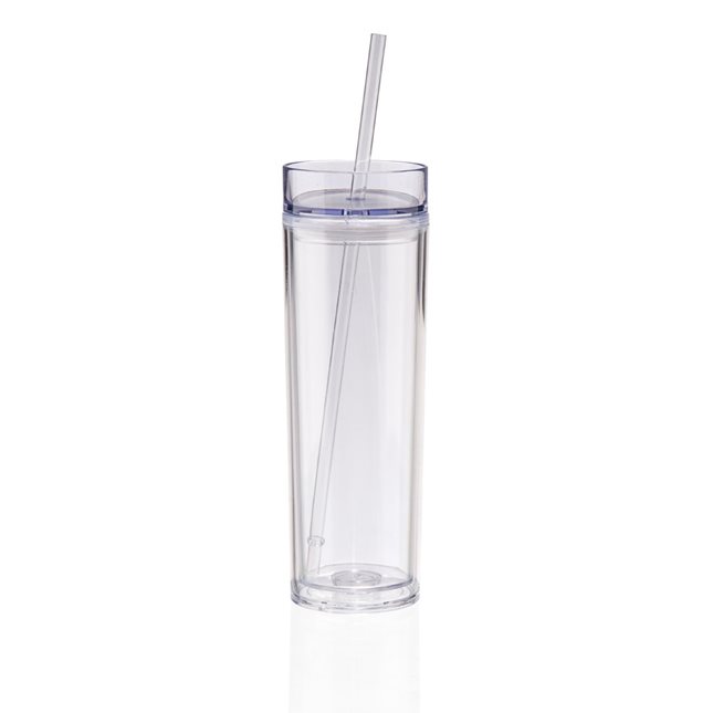 Ποτήρι πλαστικό 470 μλ. με καλαμάκι και διπλό τοίχωμα