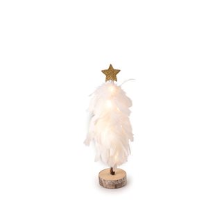 Χριστ. δέντρο 32.5 εκ. με άσπρα πούπουλα και LED φωτισμό  Φωτιζόμενα διακοσμητικά-Λαμπάκια
