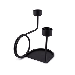 Double metal candle holder 20 cm., black  Candle holders-Lanterns