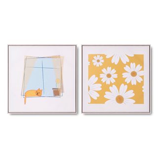 Framed canvas yellow composition 60x60 cm. in 2 designs  Canvas Wall Art