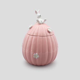 Πασχαλινό κεραμικό Αυγό Floral Rabbit 16x23.4 εκ. ροζ  Διακοσμητικά κουτιά-Αυγοθήκες