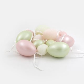 Σετ 12 Πασχαλινά διακοσμητικά Αυγά 4 & 6 εκ. ματ & glitter  Κρεμαστά διακοσμητικά Πασχαλινά
