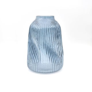 Γυάλινο Βάζο μπλε σε ακανόνιστο σχήμα 17x24.5 εκ.  Διακοσμητικά βάζα-κουπ