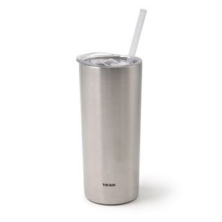 Stainless steel double wall Vacuum Tumbler 450 ml silver with straw  Vacuum tumblers