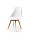 Chair white with wooden legs and seat with cushion 49x56x83 cm