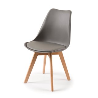 Καρέκλα γκρι με ξύλινα πόδια και κάθισμα με μαξιλάρι 49x56x83 εκ.  Καρέκλες τραπεζαρίας
