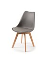 Chair grey with wooden legs and seat with cushion 49x56x83 cm
