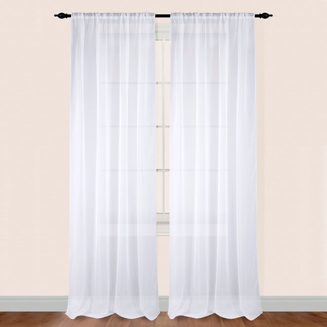 Set of 2 rod pocket Curtains rod 140x280 cm white voile