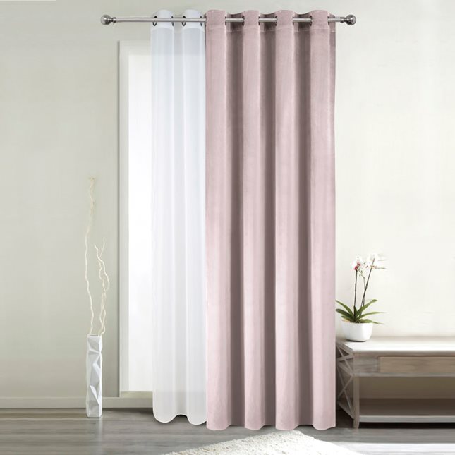 Velvet grommet top Curtain 132x260 cm powder pink