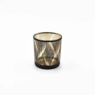 Glass Candle holder 7x8 cm black-gold  Candle holders-Lanterns