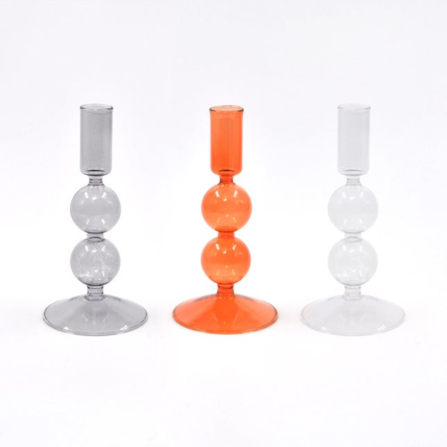 Glass Candle holder 8.5x17 cm in 3 colors