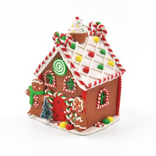 Χριστουγεννιάτικο διακοσμητικό Gingerbread House με LED 14x9x19 εκ.  Φωτιζόμενα διακοσμητικά-Λαμπάκια