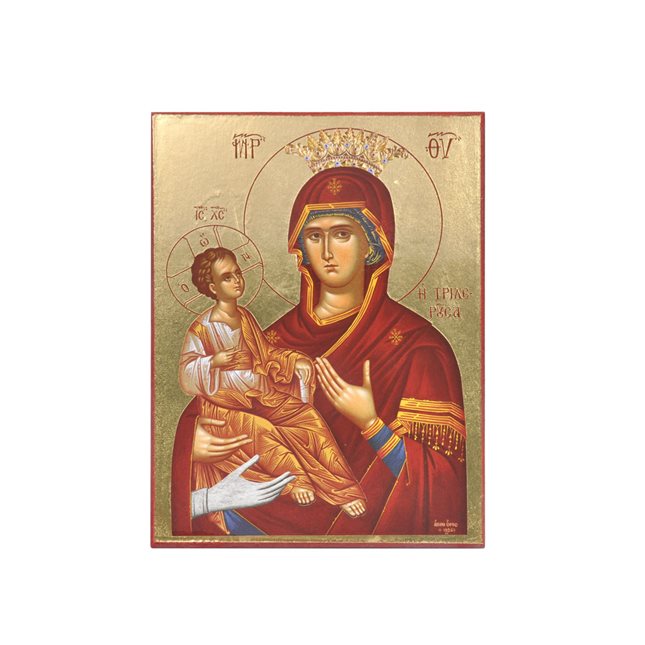 Εικόνα Παναγία Τριχερούσα με χρυσοτυπία 10x15 εκ.