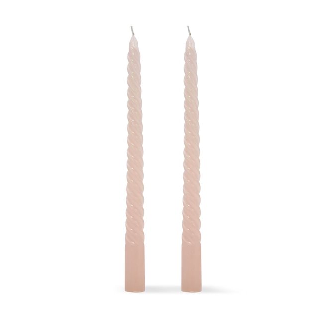 Set of 2 twisted Candles 2.1x25 cm off white