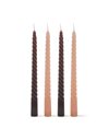 Set of 4 twisted Candles 2.1x25 cm beige-brown
