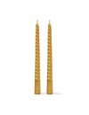 Set of 2 twisted Candles 2.1x25 cm gold metallic
