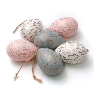 Σετ 6 Πασχαλινά διακοσμητικά Αυγά 6 εκ. 3 χρώματα  Κρεμαστά διακοσμητικά Πασχαλινά