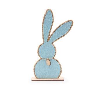 Easter wooden Bunny with rope 14x31 cm light blue  Easter Figurines