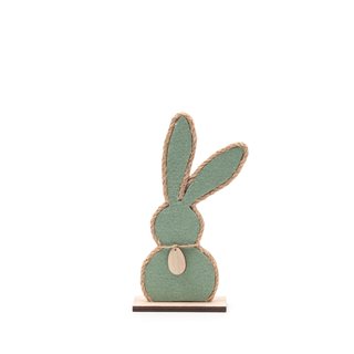 Easter wooden Bunny with rope 10x21 cm green  Easter Figurines