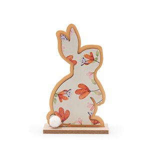Easter wooden Bunny with flowers 15x25 cm  Easter Figurines
