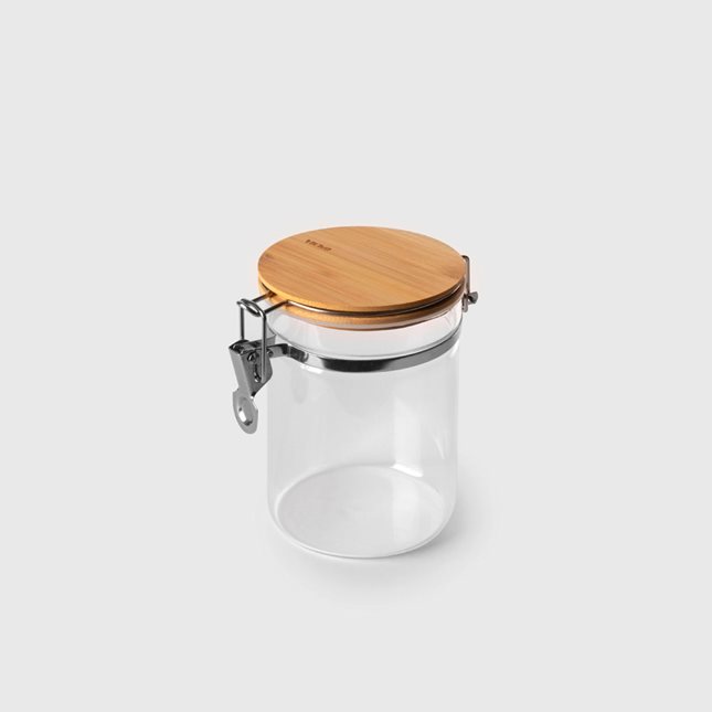 Glass Jar with bamboo lid and clip 800 ml