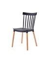 Καρέκλα από πολυπροπυλένιο μαύρη με ξύλινα πόδια 43x49x82 εκ.