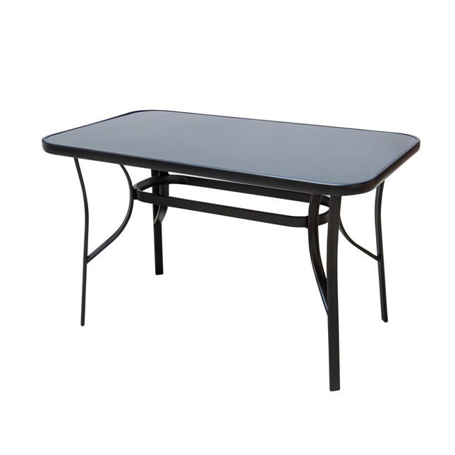 Metal Outdoor Table rectangular 140x80x71 cm black with glass surface