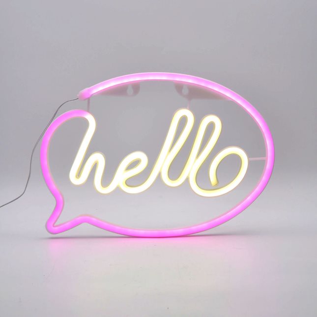 Διακοσμητικό Φωτιστικό Hello neon LED μπαταρίας