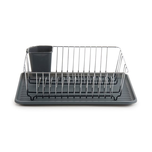 Metal Dish rack with black drain tray 43x32 cm