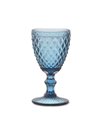 Γυάλινο Ποτήρι Κρασιού κολονάτο Diamonds μπλε 210 μλ.
