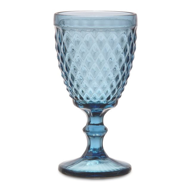 Γυάλινο Ποτήρι Νερού κολονάτο Diamonds μπλε 330 μλ.