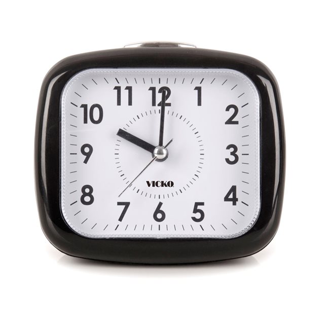 Επιτραπέζιο Ρολόι - Ξυπνητήρι μαύρο με λευκό καντράν 11x9 εκ.