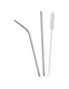 Set 3 stainless steel Straws 22 cm & cleaning brush