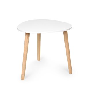 Τραπεζάκι ξύλινο 48x45 εκ. σχήμα βότσαλο λευκό  Βοηθητικά τραπέζια