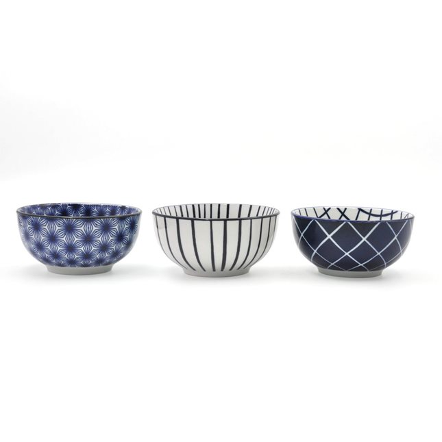 Porcelain Bowl blue-white 12.5 cm - Set of 3