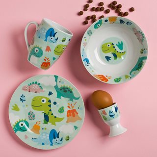 Σετ Φαγητού Παιδικό πορσελάνης Dinosaur - 4 τεμάχια  Πιάτα-Μπολ