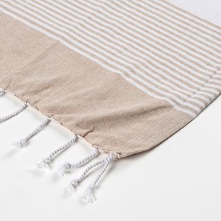 Beach towel with fringes 95x170 cm striped beige  Beach towels