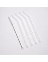 Set 4 tempered glass curved Straws 20 cm with cleaning brush