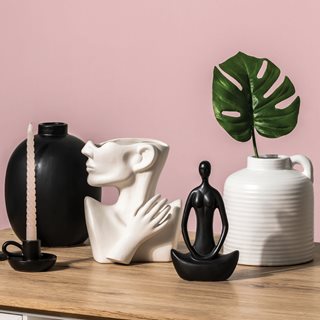 Ceramic Vase face white 19x13x25 cm  Vases