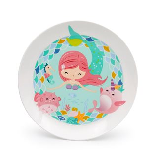 New Bone China porcelain 4-piece Kids Dinnerware set Mermaid  Plates-Bowls