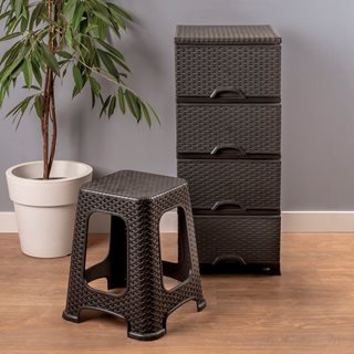 Stool Rattan 28x28x45 cm dark grey  Outdoor chairs-stools