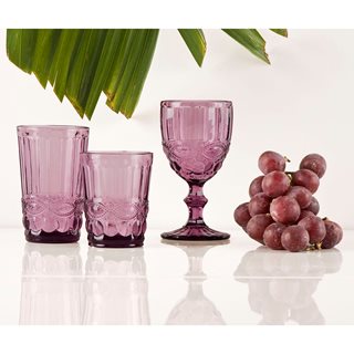 Γυάλινο Ποτήρι Κρασιού κολονάτο Nouveau μοβ 230 μλ.  Ποτήρια